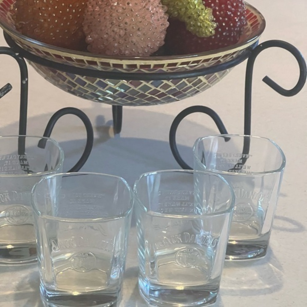Vintage JACK  DANIELS BEVELED GLASSES